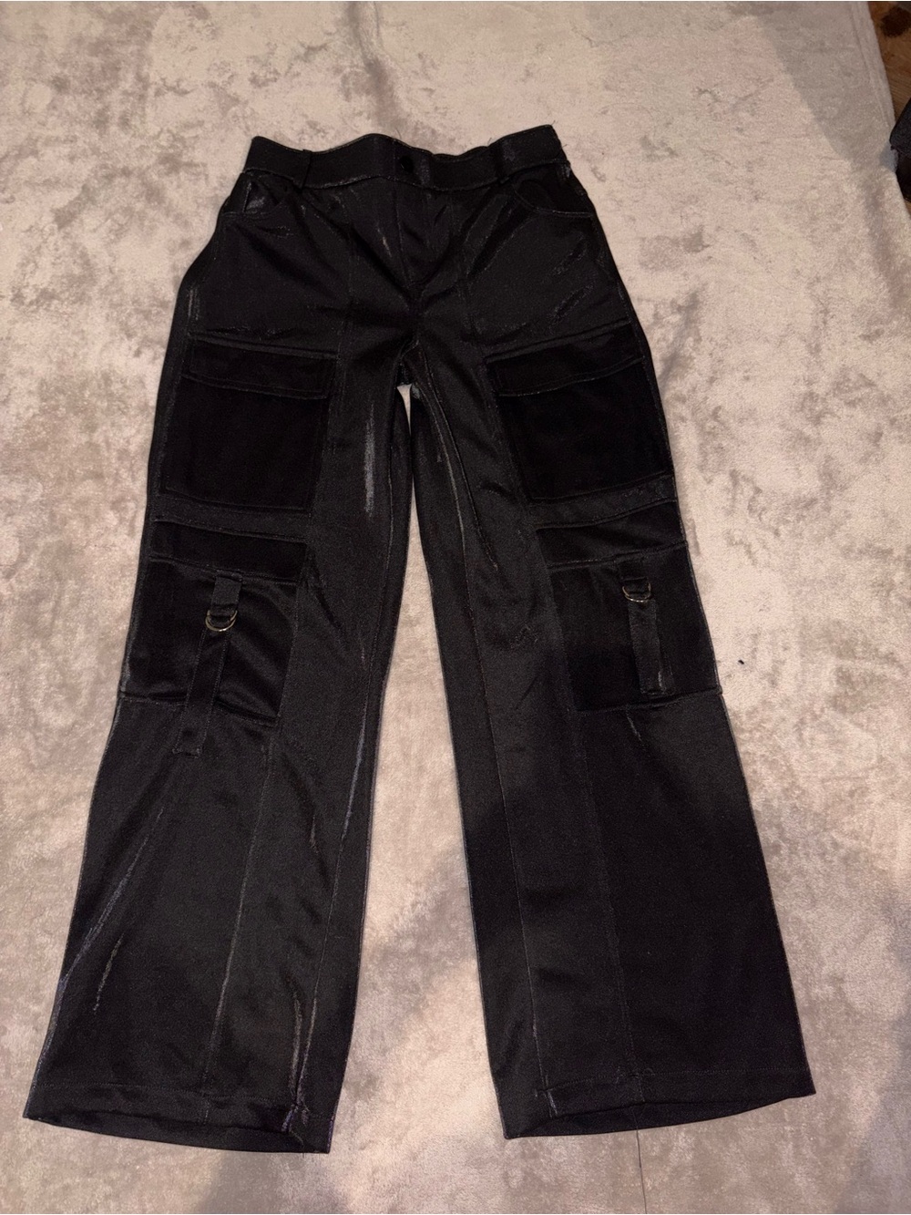 Forever 21 Black Wide-Leg Cargo Pants with D-Ring Details